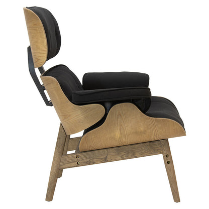 Relax armchair Mirto pakoworld solid wood walnut-fabric black 80x80x96.5cm