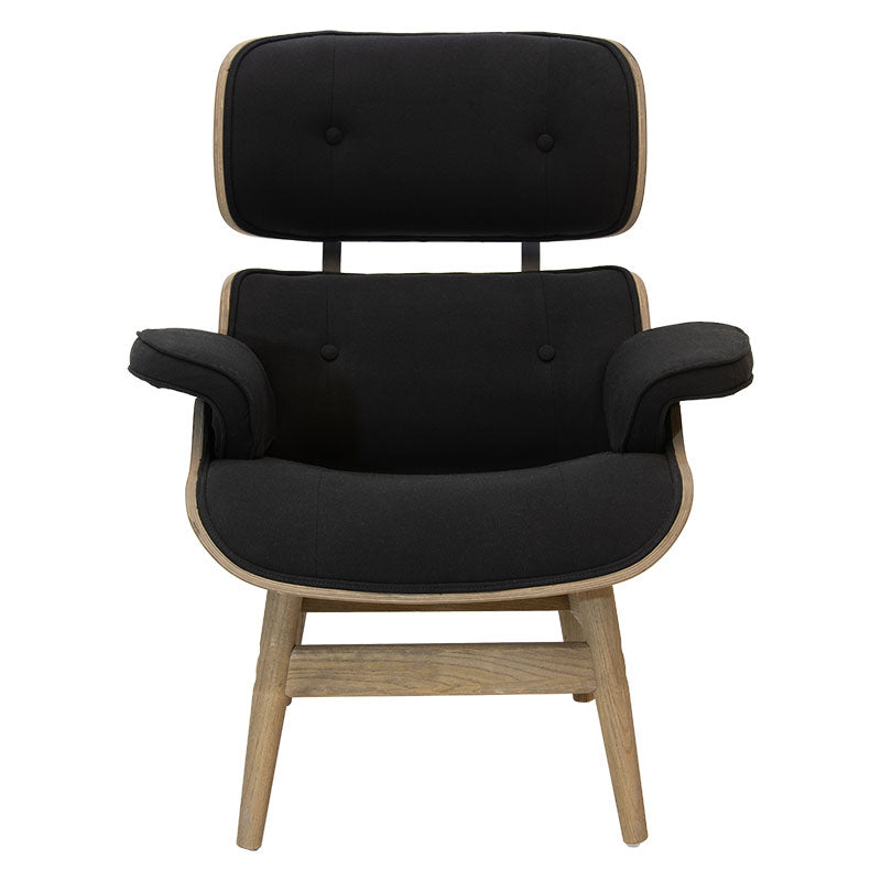 Relax armchair Mirto pakoworld solid wood walnut-fabric black 80x80x96.5cm