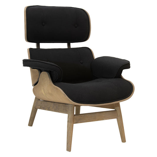 Relax armchair Mirto pakoworld solid wood walnut-fabric black 80x80x96.5cm