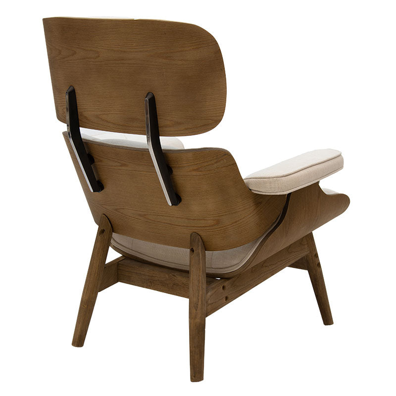 Relax armchair Mirto pakoworld solid wood walnut-fabric ivory 80x80x96.5cm