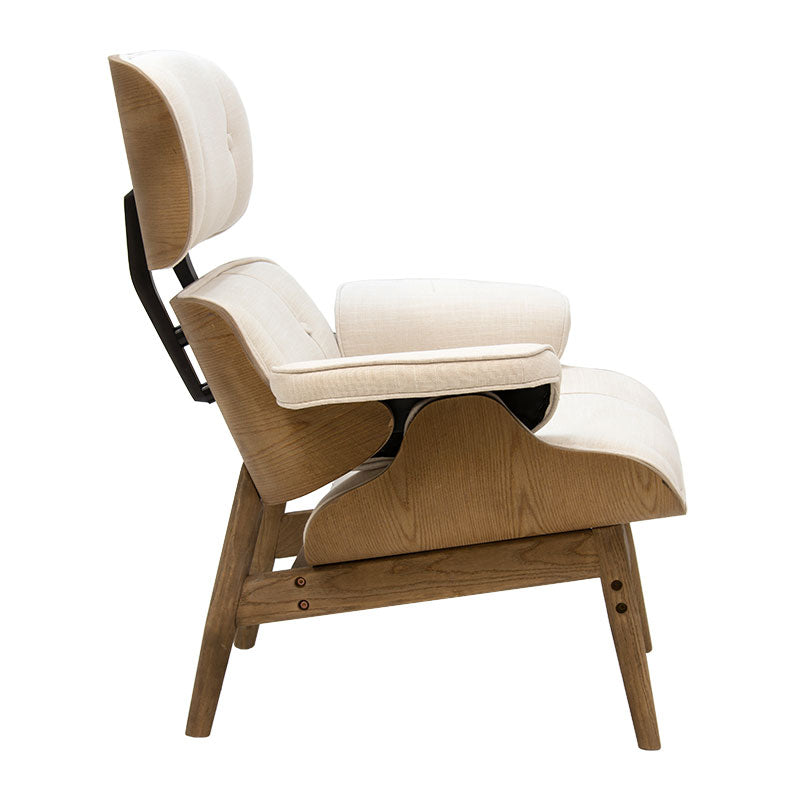 Relax armchair Mirto pakoworld solid wood walnut-fabric ivory 80x80x96.5cm