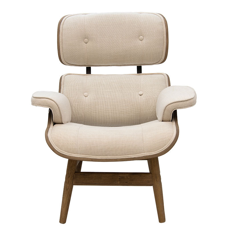 Relax armchair Mirto pakoworld solid wood walnut-fabric ivory 80x80x96.5cm