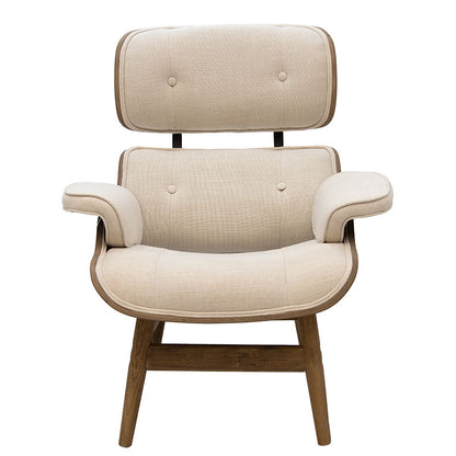 Relax armchair Mirto pakoworld solid wood walnut-fabric ivory 80x80x96.5cm