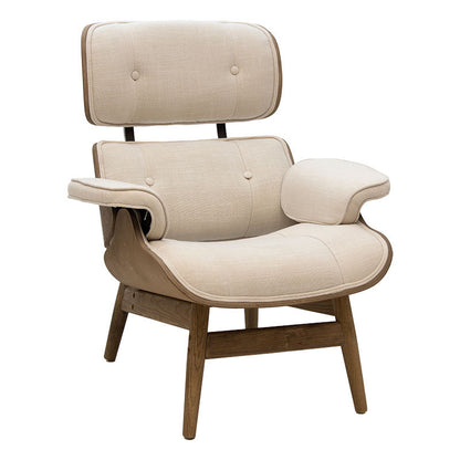 Relax armchair Mirto pakoworld solid wood walnut-fabric ivory 80x80x96.5cm