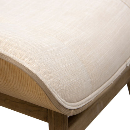 Relax stool Mirto pakoworld solid wood walnut-fabric ivory 63x50x46cm