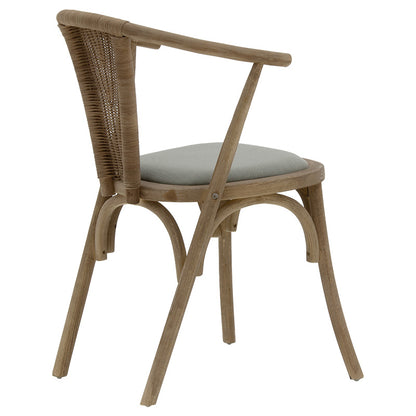 Chair Dourel pakoworld fabric grey-rattan leg natural