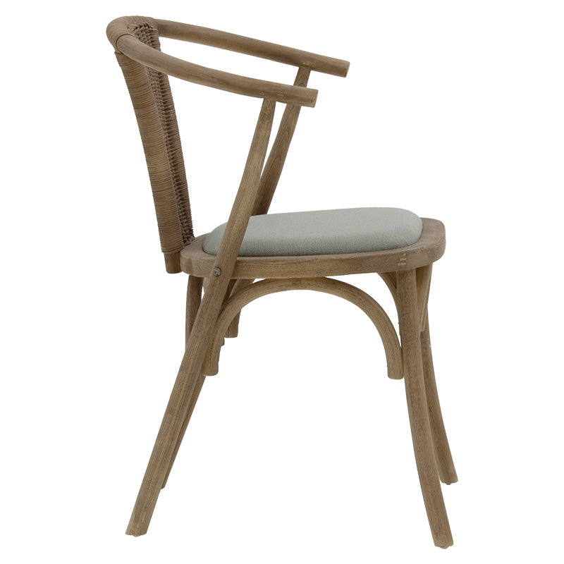 Chair Dourel pakoworld fabric grey-rattan leg natural