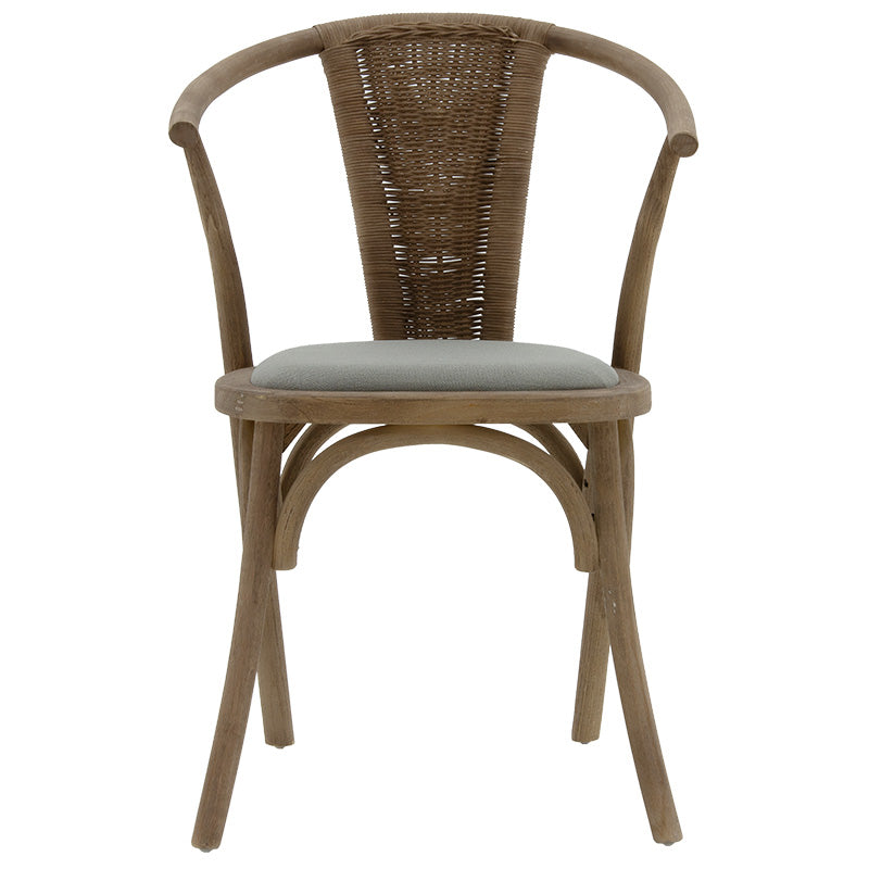 Chair Dourel pakoworld fabric grey-rattan leg natural