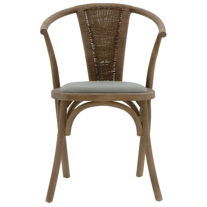 Chair Dourel pakoworld fabric grey-rattan leg natural