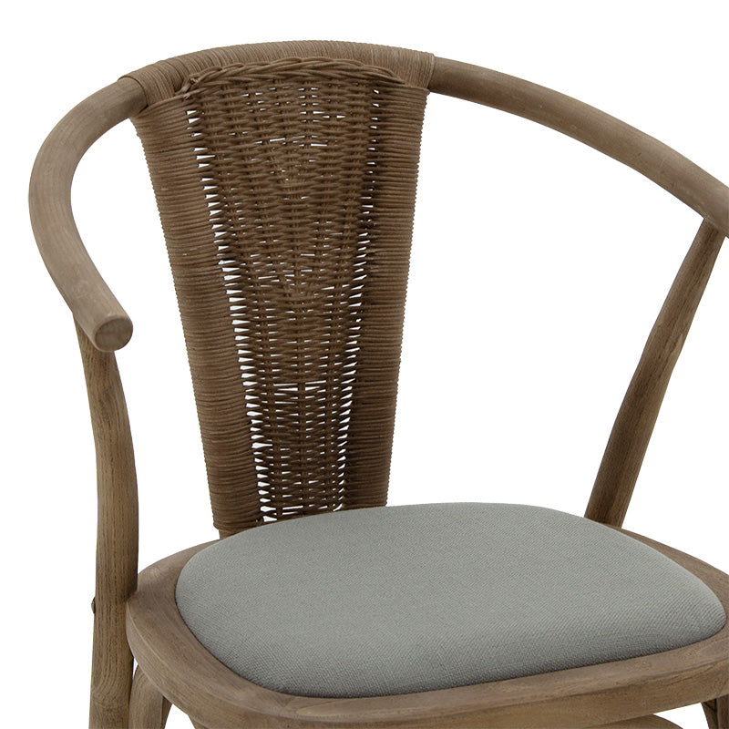 Chair Dourel pakoworld fabric grey-rattan leg natural