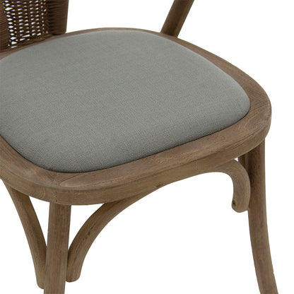 Chair Dourel pakoworld fabric grey-rattan leg natural