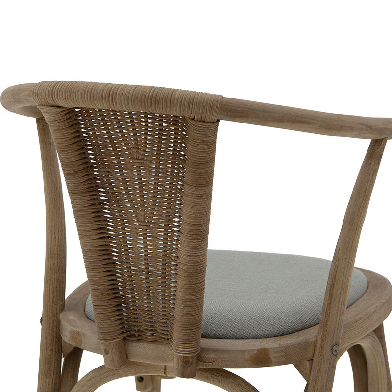 Chair Dourel pakoworld fabric grey-rattan leg natural