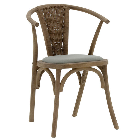 Chair Dourel pakoworld fabric grey-rattan leg natural