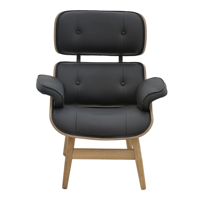 Relax armchair Mirto pakoworld solid wood walnut-PU black 80x80x96.5cm