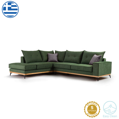 Corner sofa Luxury II pakoworld right corner cypress-carbon fabric 290x235x95cm