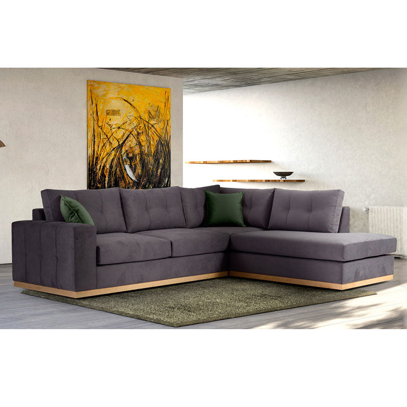 Corner sofa Boston pakoworld left corner fabric dark grey-dark green 280x225x90cm