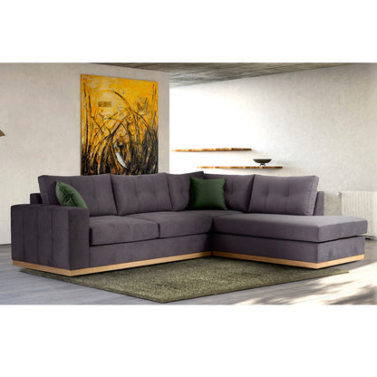 Corner sofa Boston pakoworld left corner fabric dark grey-dark green 280x225x90cm