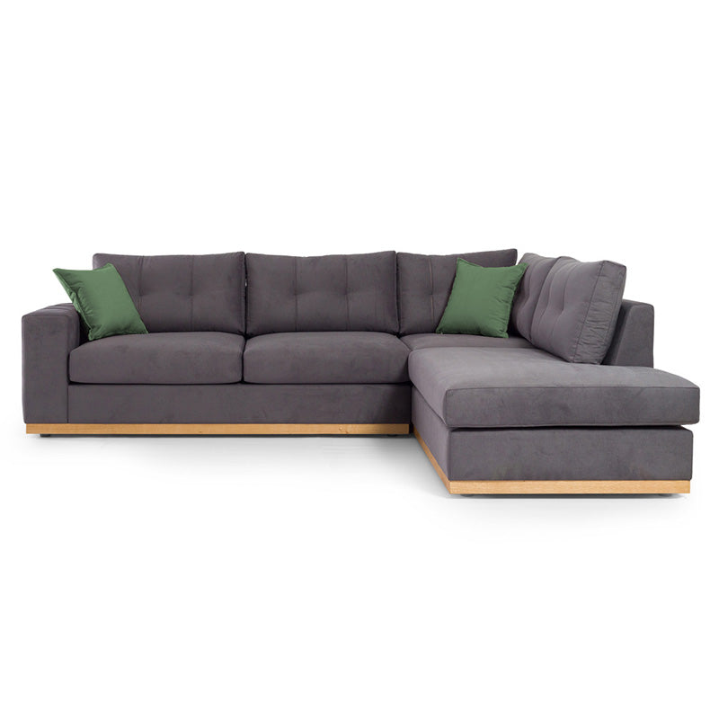 Corner sofa Boston pakoworld left corner fabric dark grey-dark green 280x225x90cm