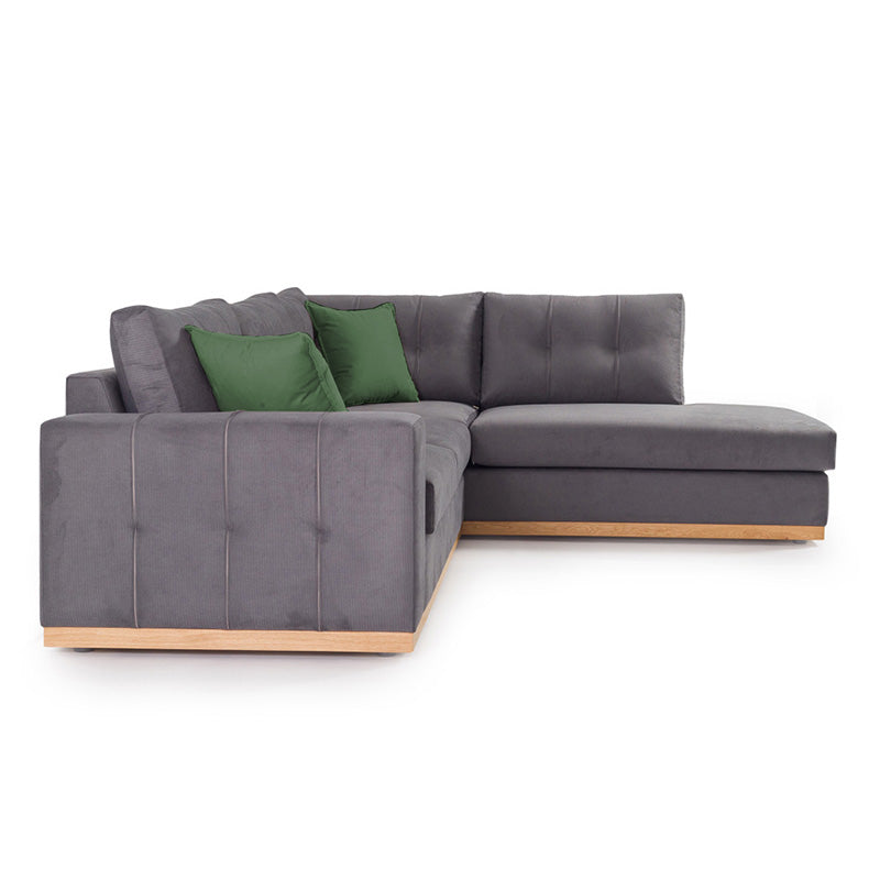 Corner sofa Boston pakoworld left corner fabric dark grey-dark green 280x225x90cm