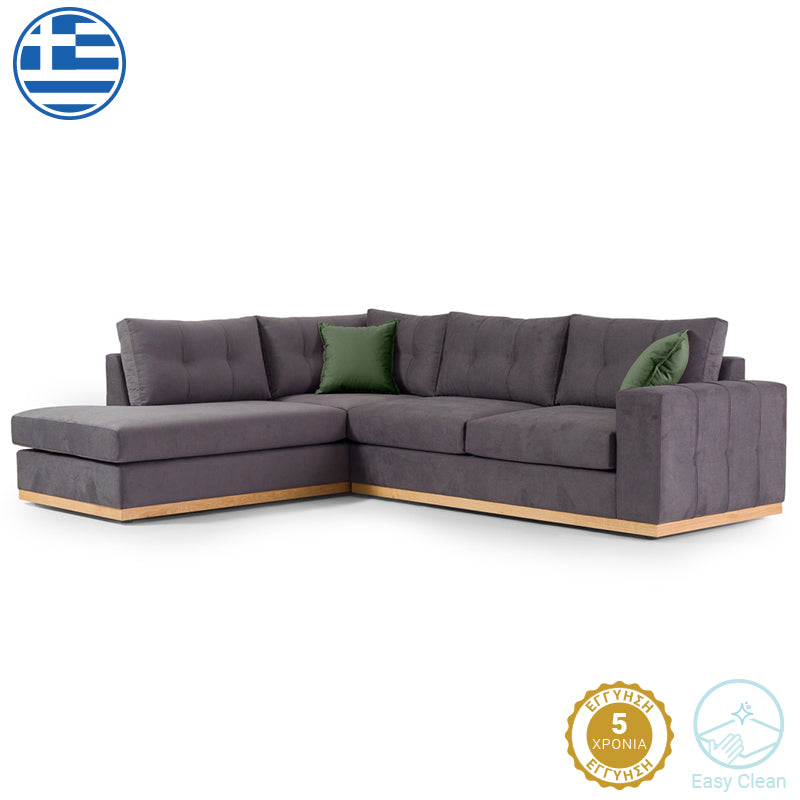 Corner sofa Boston pakoworld right corner anthracite-cypress fabric 280x225x90cm