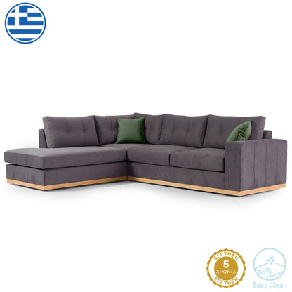 Corner sofa Boston pakoworld right corner anthracite-cypress fabric 280x225x90cm