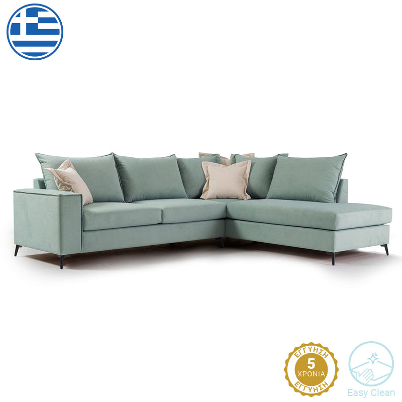 Corner sofa Boston pakoworld left corner fabric ciel-cream 290x235x95cm