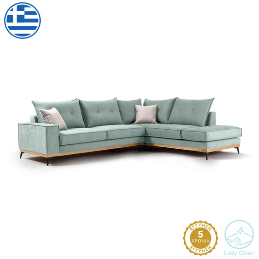 Corner sofa Luxury II pakoworld left corner fabric ciel-cream 290x235x95cm