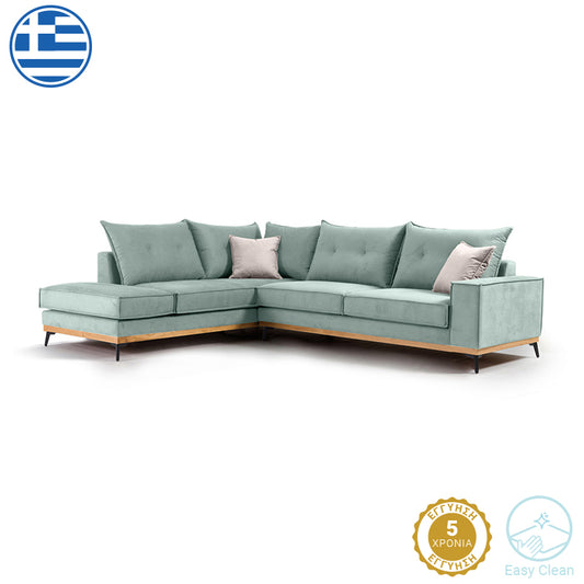 Corner sofa Luxury II pakoworld right corner fabric ciel-cream 290x235x95cm