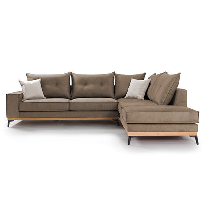 Corner sofa Luxury II pakoworld left corner fabric mocha-cream 290x235x95cm