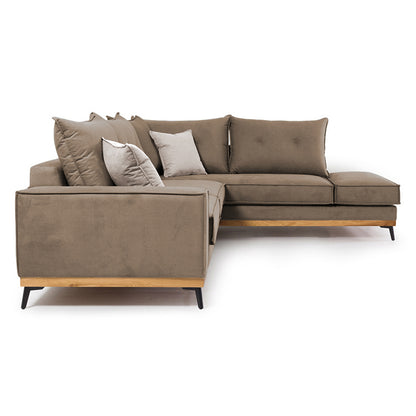 Corner sofa Luxury II pakoworld left corner fabric mocha-cream 290x235x95cm