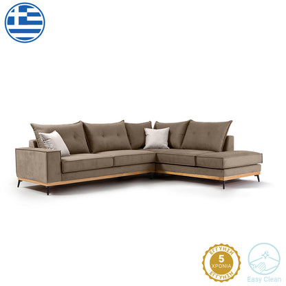 Corner sofa Luxury II pakoworld left corner fabric mocha-cream 290x235x95cm