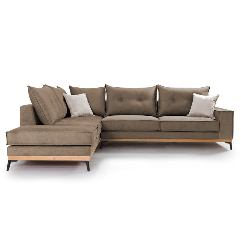 Corner sofa Luxury II pakoworld right corner fabric mocha-cream 290x235x95cm