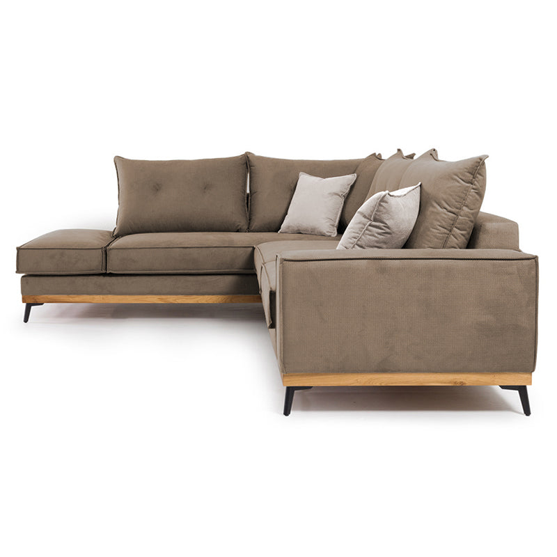 Corner sofa Luxury II pakoworld right corner fabric mocha-cream 290x235x95cm