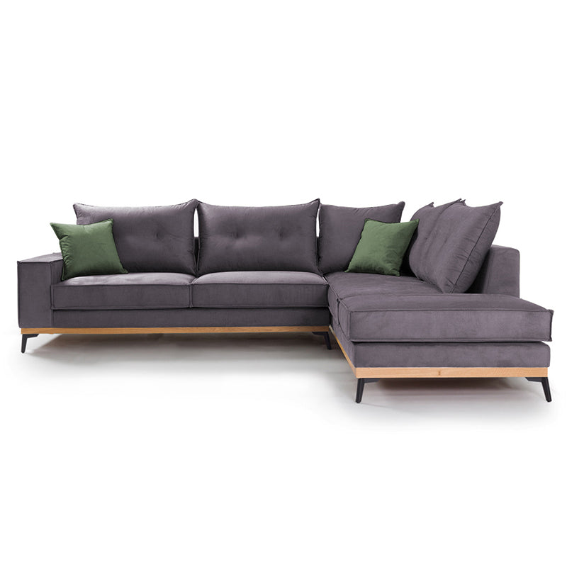 Corner sofa Luxury II pakoworld left corner fabric dark grey-dark green 290x235x95cm