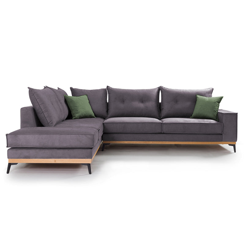 Corner sofa Luxury II pakoworld right corner fabric dark grey-dark green 290x235x95cm