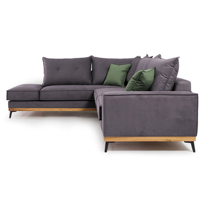 Corner sofa Luxury II pakoworld right corner fabric dark grey-dark green 290x235x95cm