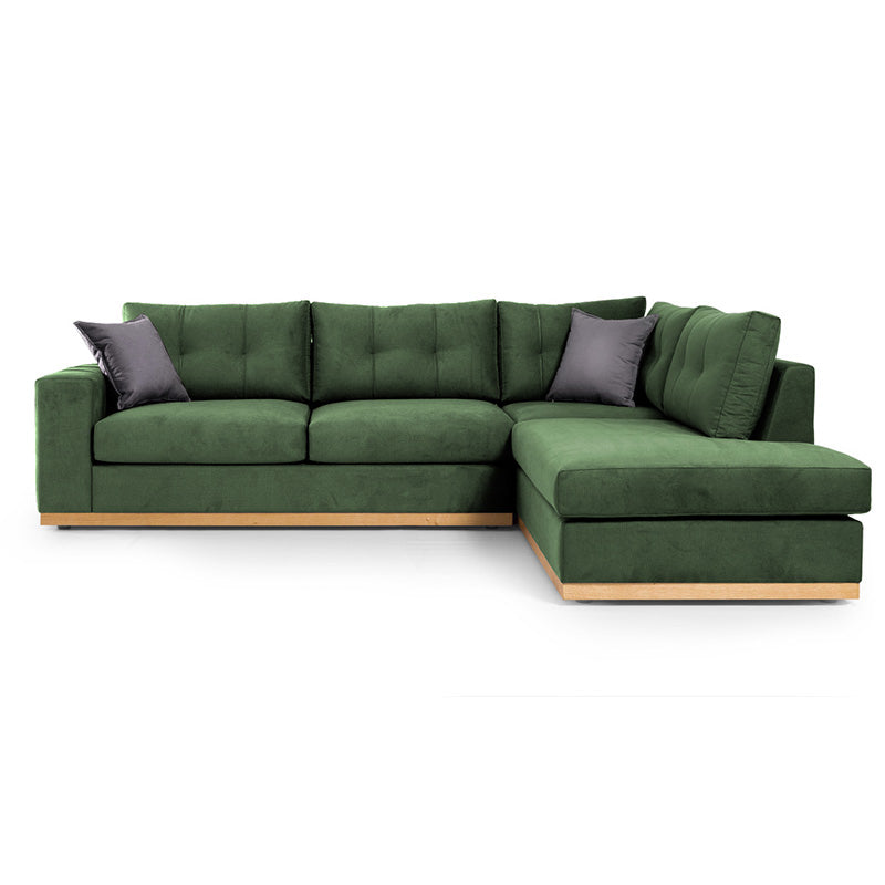 Corner sofa Boston pakoworld left corner fabric dark green-dark grey 280x225x90cm