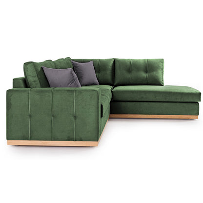 Corner sofa Boston pakoworld left corner fabric dark green-dark grey 280x225x90cm