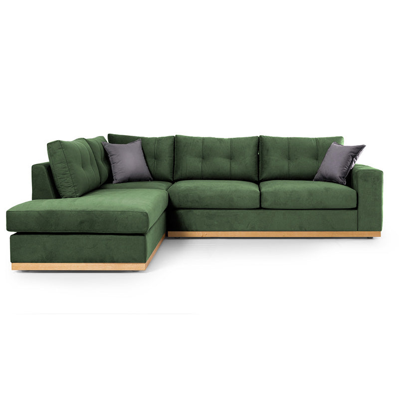 Corner sofa Boston pakoworld right corner fabric dark green-dark grey 280x225x90cm