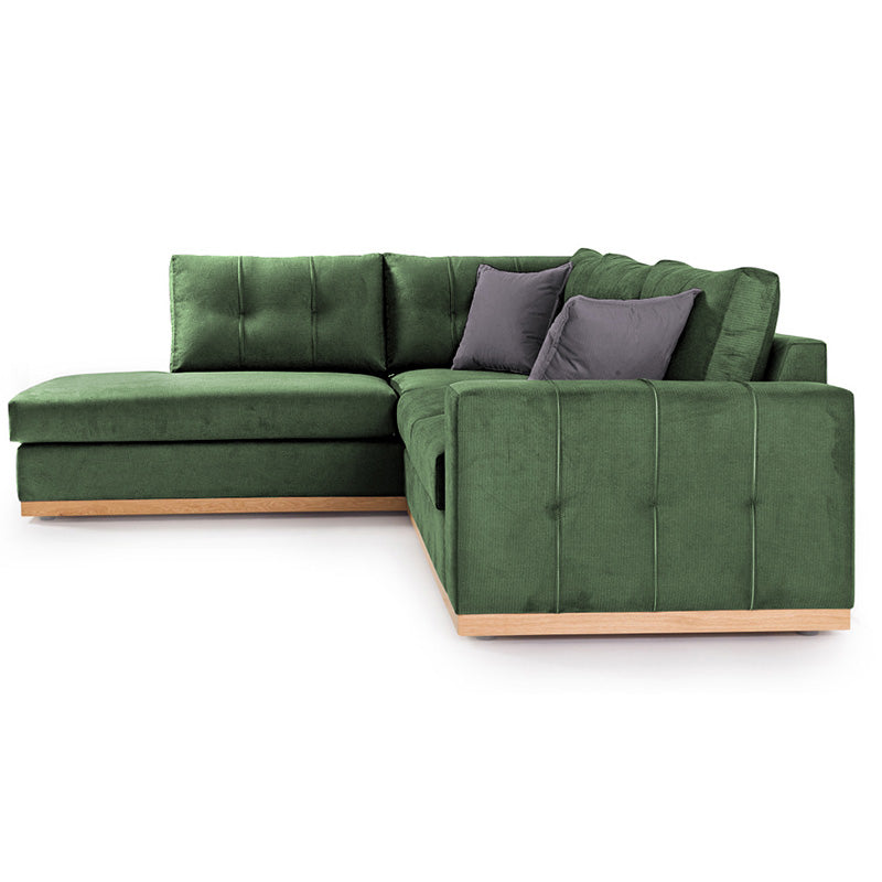 Corner sofa Boston pakoworld right corner fabric dark green-dark grey 280x225x90cm