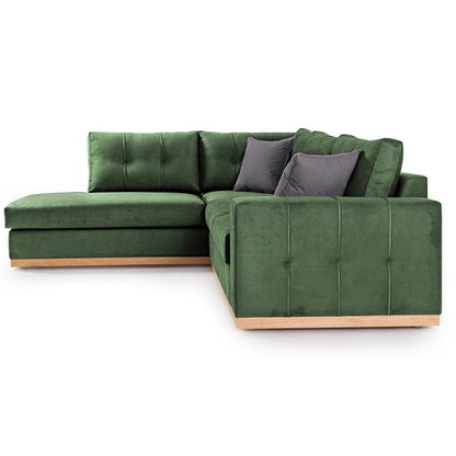 Corner sofa Boston pakoworld right corner fabric dark green-dark grey 280x225x90cm