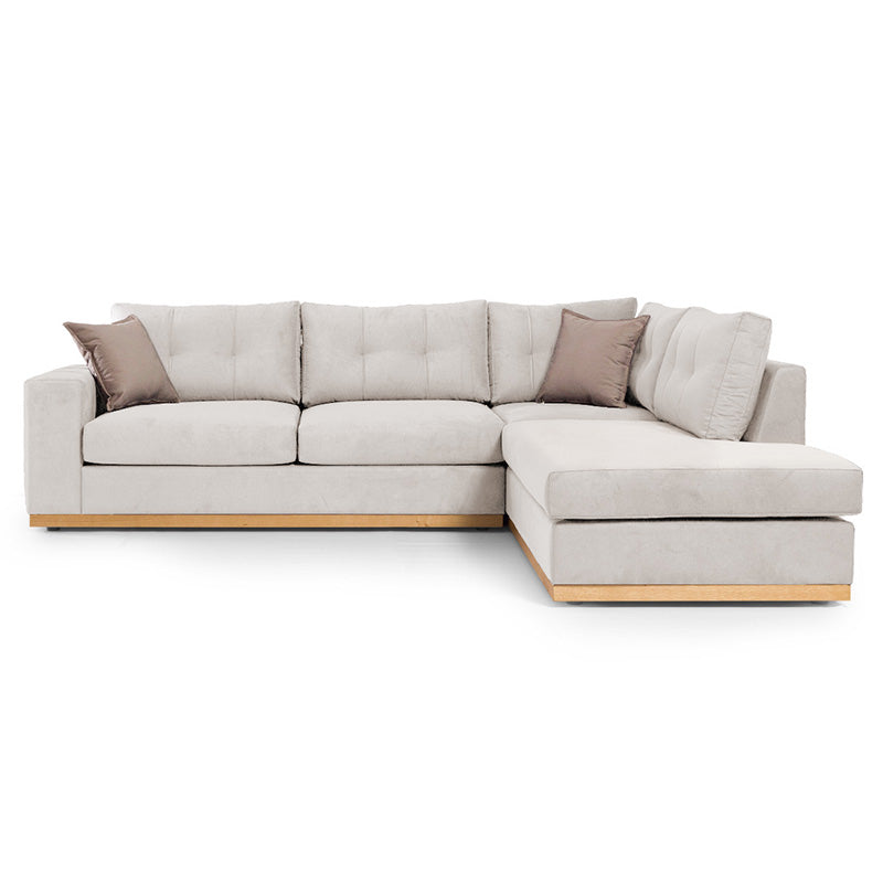 Corner sofa Boston pakoworld left corner fabric cream-mocha 280x225x90cm