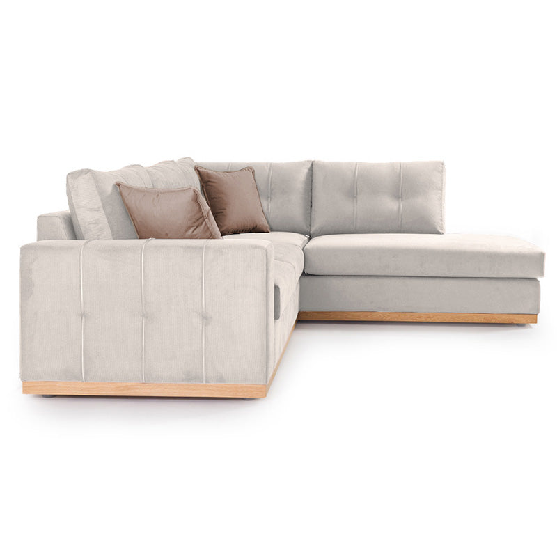 Corner sofa Boston pakoworld left corner fabric cream-mocha 280x225x90cm