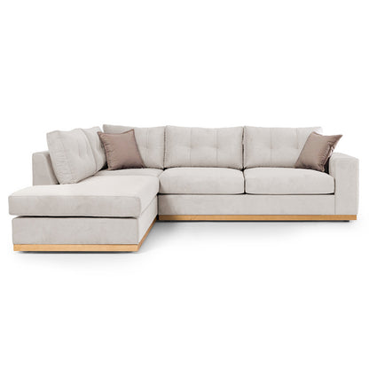 Corner sofa Boston pakoworld right corner fabric cream-mocha 280x225x90cm