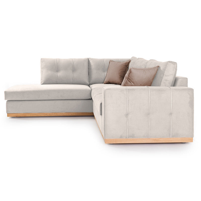 Corner sofa Boston pakoworld right corner fabric cream-mocha 280x225x90cm