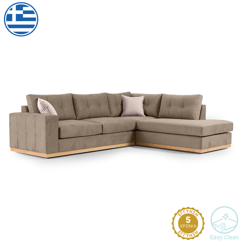 Corner sofa Boston pakoworld left corner fabric mocha-cream 280x225x90cm