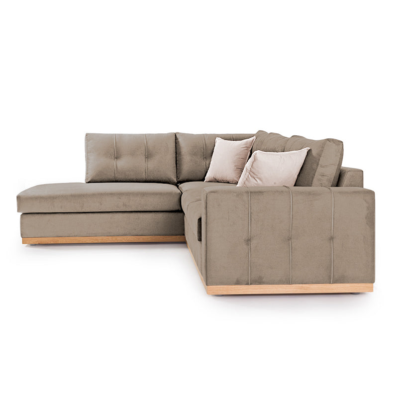 Corner sofa Boston pakoworld right corner fabric mocha-cream 280x225x90cm