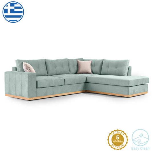 Corner sofa Boston pakoworld left corner fabric ciel-cream 280x225x90cm