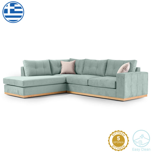 Corner sofa Boston pakoworld right corner fabric ciel-cream 280x225x90cm