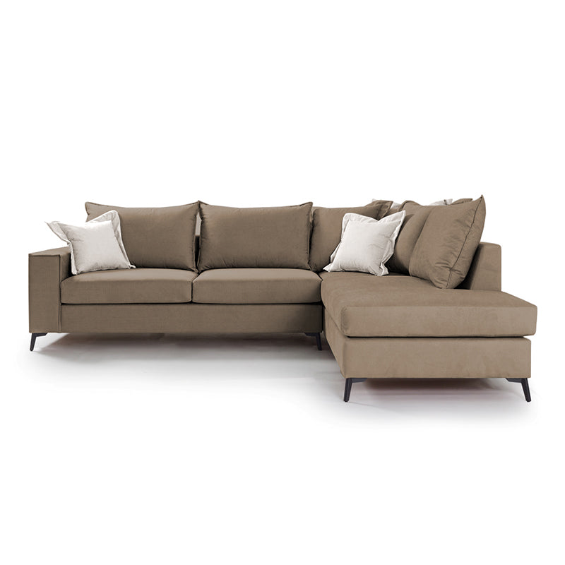 Corner sofa Boston pakoworld left corner fabric mocha-cream 290x235x95cm